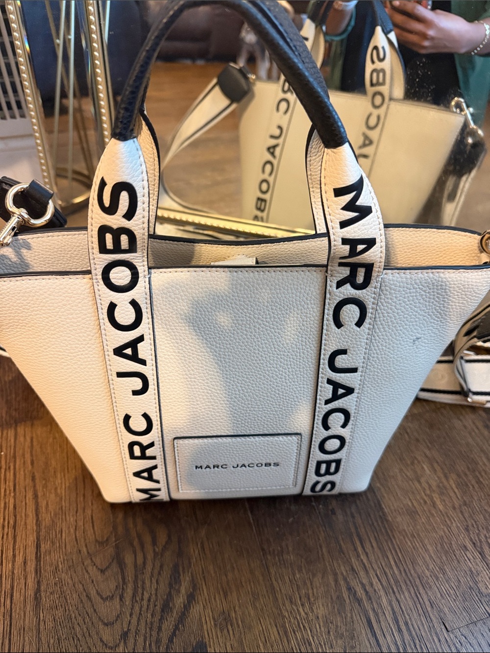 Marc Jacobs Cream and Black Logo Strap Tote